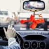 Orange Lord Hanuman Idol for Car Mirror Hanging