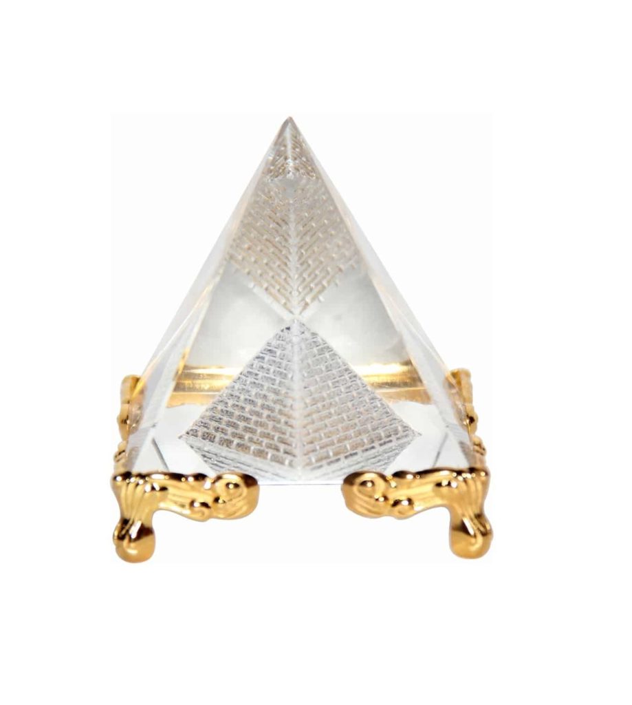 Buy Feng Shui Vastu Max Crystal Pyramid On Golden Stand