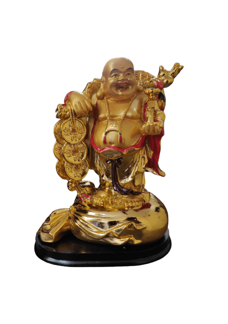 Laughing Buddha Standing on Wealth Bag