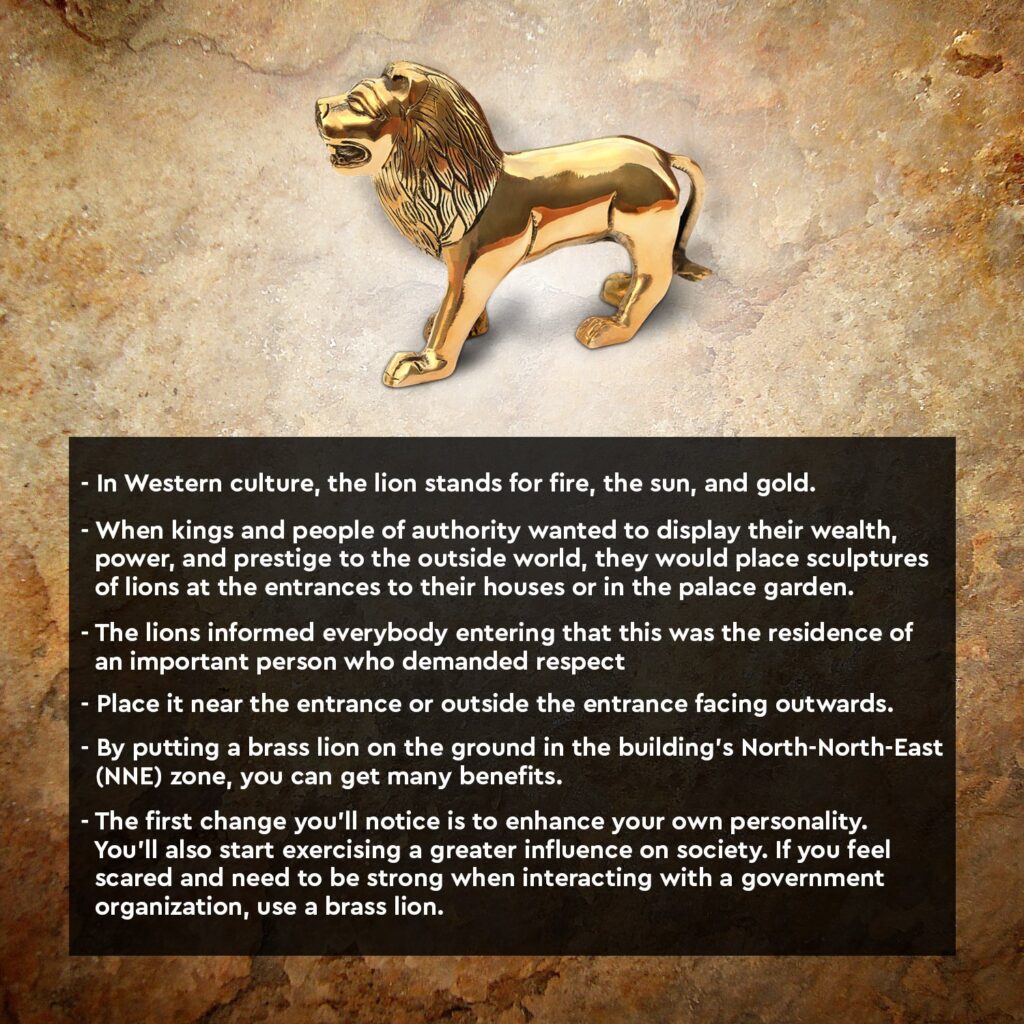 Buy Pure Brass Lion Statue for Vastu and Feng Shui