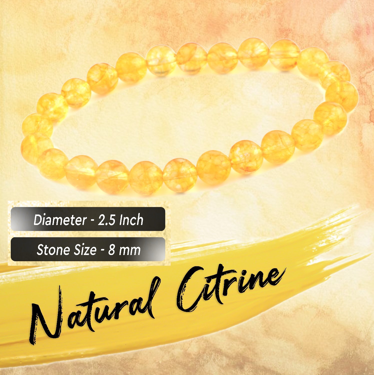 Natural Yellow Citrine Stone Beads Bracelet Gemstone Jewelry Bangle For  Women For Men For Gift Birth Stone For Gemini !