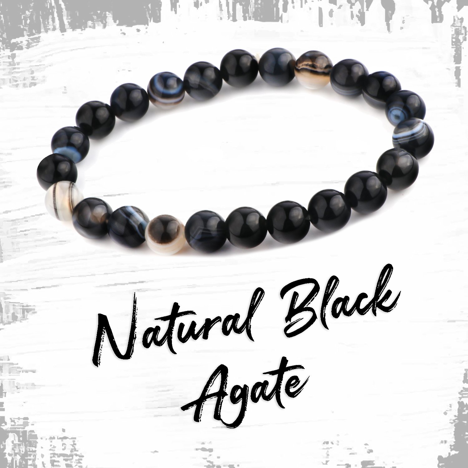 280gm Gemstone Black Agate Stone Bracelet
