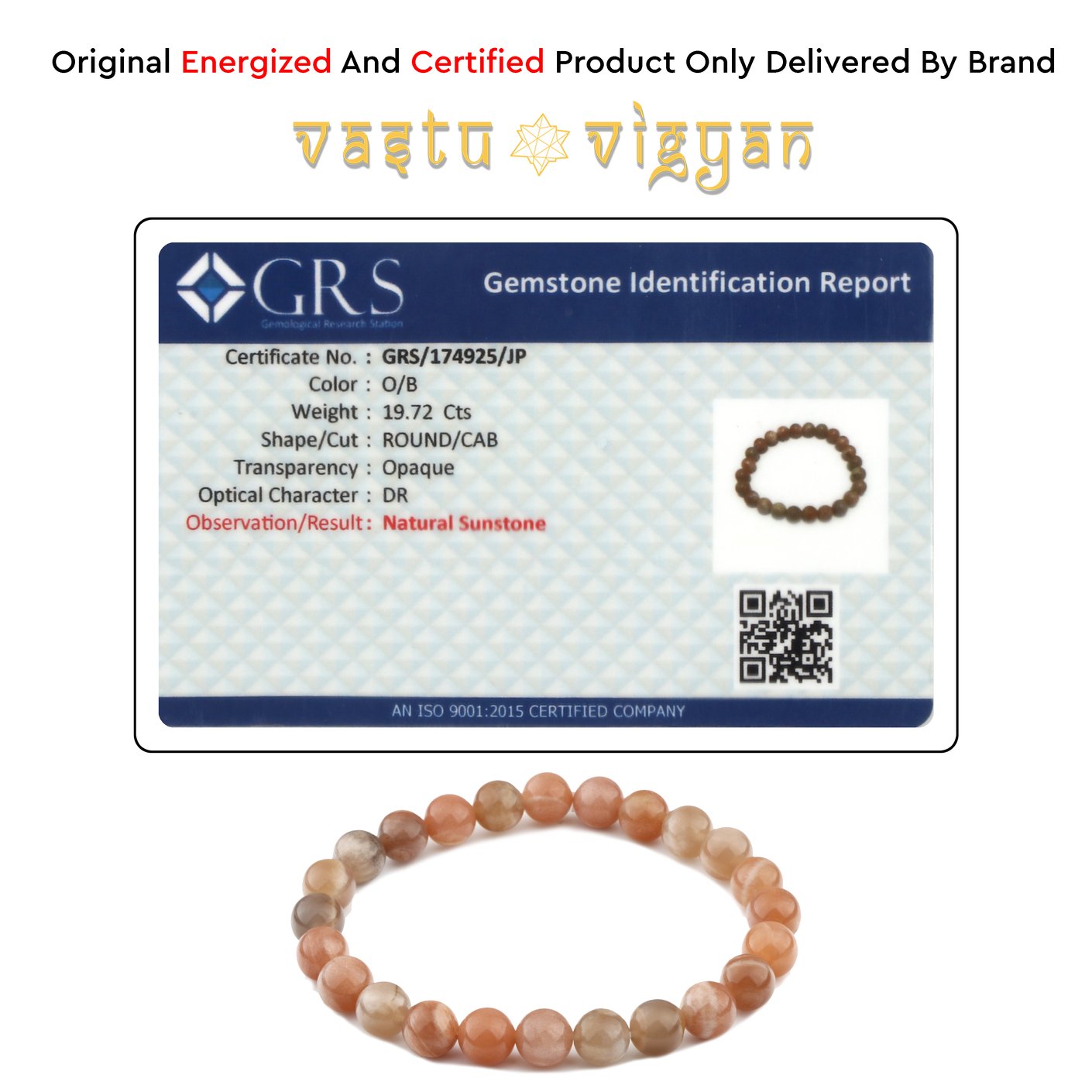 Sunstone Bracelet 10.5mm #3061 – Hieu Tran Gemstone & Jewelry