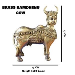 Brass metal kamdhenu cow statue
