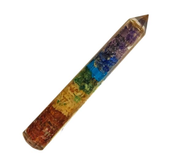 seven chakras wand pencil in shape of pyramid on top