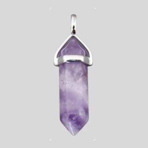 The Amethyst Crystal Stone Pendant - In Pencil Shape is a finely crafted masterpiece that showcases the mesmerizing allure of amethyst.