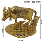 Statue of Golden Kamdhenu Cow with Calf and Laddu Gopal is a symbol of prosperity, wealth, and abundance according to Vastu Shastra and Indian Astrology.