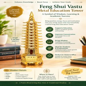 Feng Shui Vastu Metal Education Tower - Size 5 inches