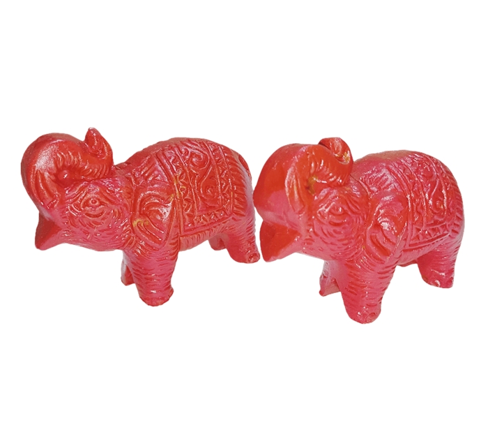 Buy Vastu Elephant Statue in Red Color with Trunk Up