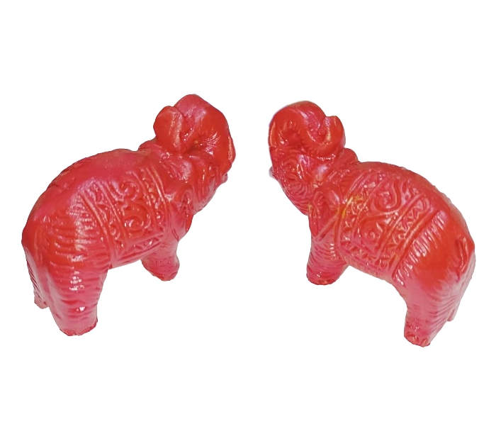 Buy Vastu Elephant Statue in Red Color with Trunk Up