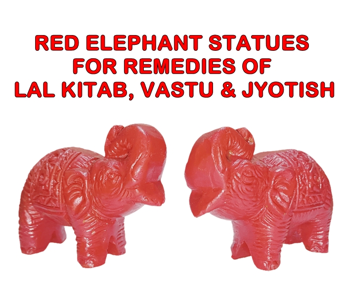 Buy Vastu Elephant Statue in Red Color with Trunk Up