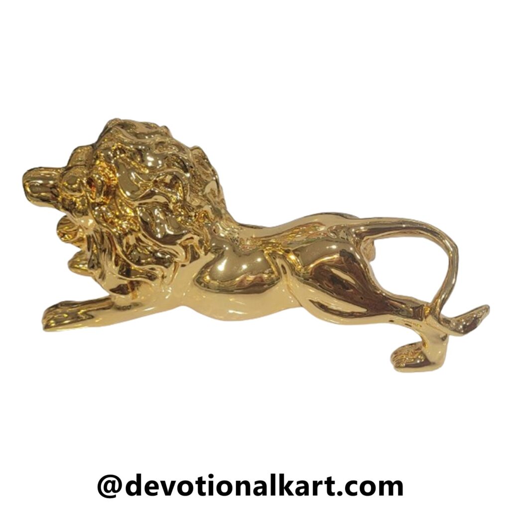 Buy Vastu Golden Lion Statue Made of Resin Material