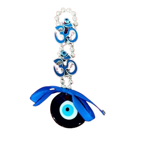 Evil Eye Hanging with Om Symbol, a beautifully crafted piece designed to ward off negative energy and bring peace, protection, and spiritual balance.