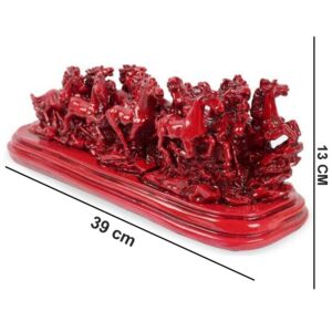 12 Red Running Horses Statue for Vastu and Home Decor