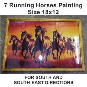 7 Running Horses Painting for South and South-East Direction (18x12 inches)