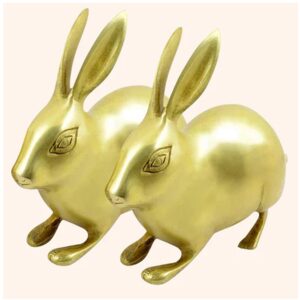 Brass Rabbits Pair for Vastu Remedy and Home Decor (Two Sizes Available)