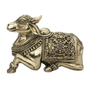 Brass Handcrafted Nandi Bull Statue (Size 3x4 Inches)