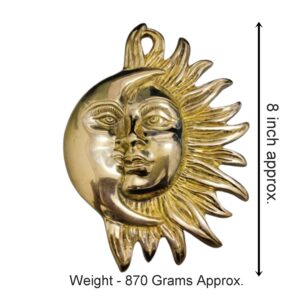 Brass Half Sun Half Moon Wall Hanging (Size 8 Inches approx.)