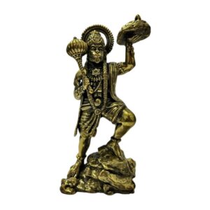 Brass Hanuman ji Holding Sanjeevani Booti Parvat Statue (Size 3.5 Inches)