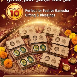 Laxmi Ganesha Green Jade Stone Box Set (Pack of 10 Boxes)