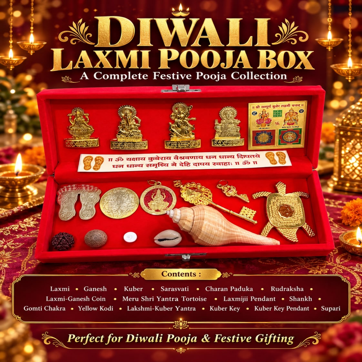 Diwali Laxmi Pooja Box for Keeping in Cash Locker, Cash Drawer etc.
