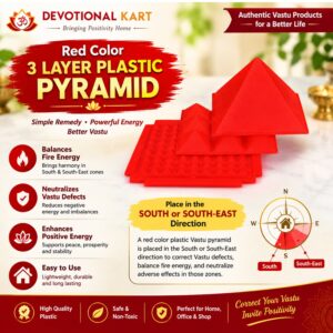 Red Color 3 Layer Plastic Pyramid (Size 13 CM)